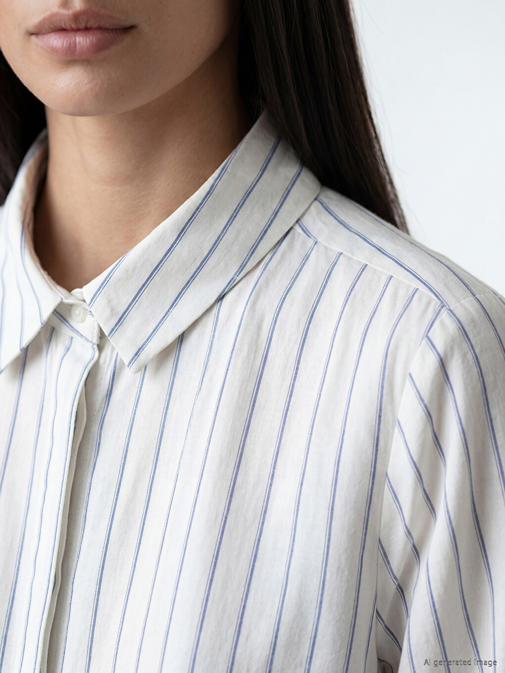 Striped Linen Blend Women's Shirt Tunic-2