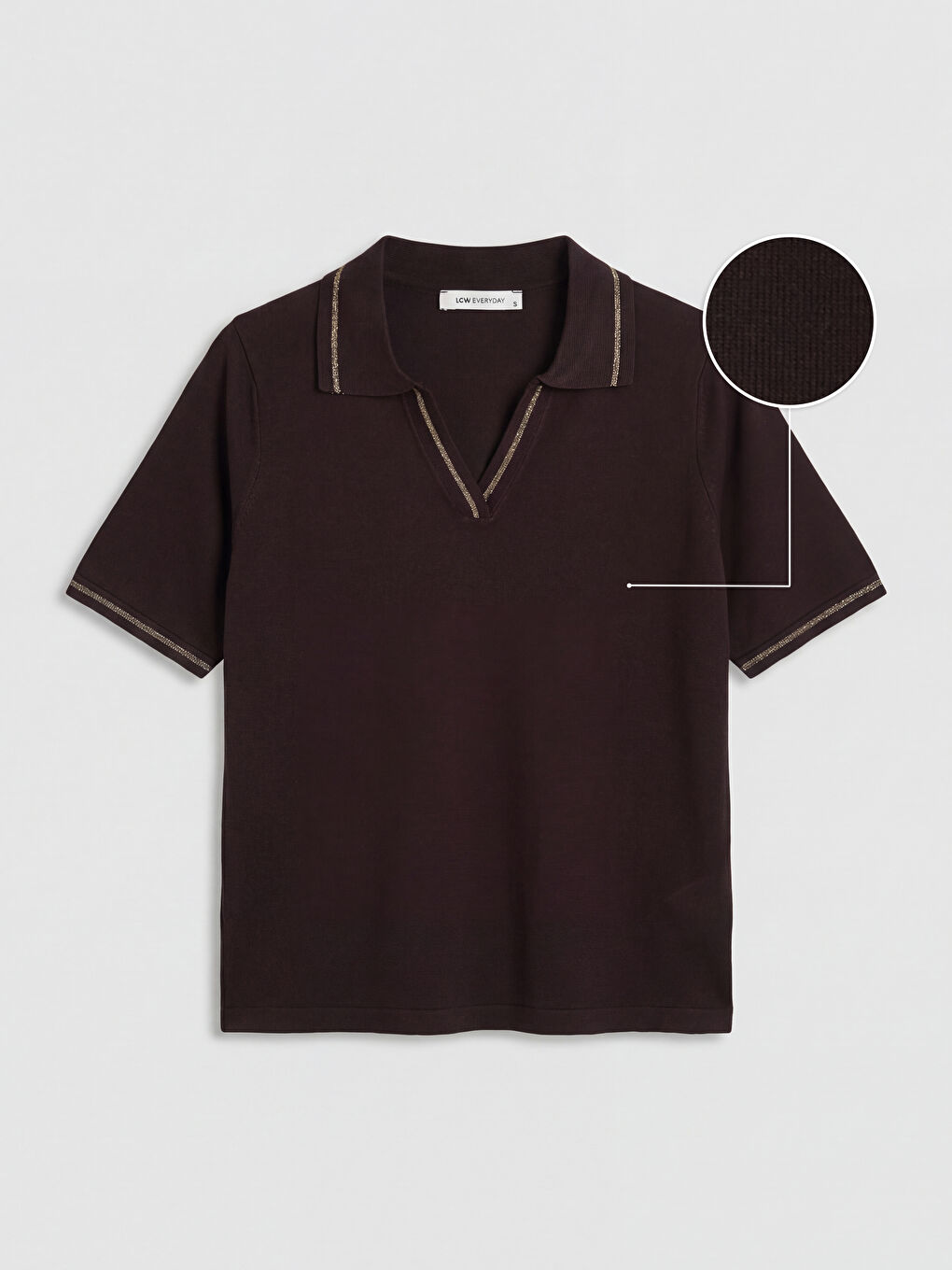 Kahverengi Polo Yaka Kadın Triko Kazak