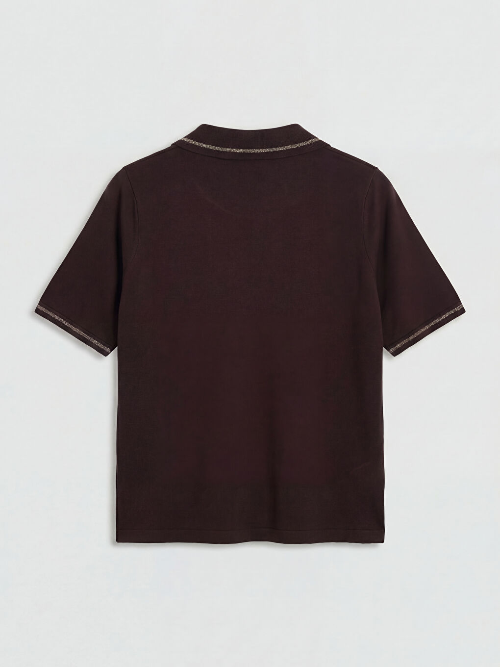 Kahverengi Polo Yaka Kadın Triko Kazak-1