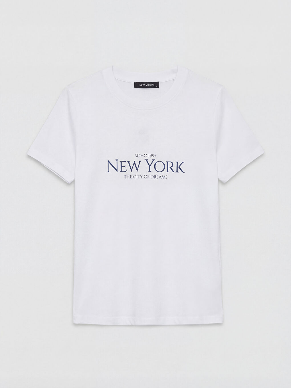 Beyaz New York Baskılı Kadın Tişört