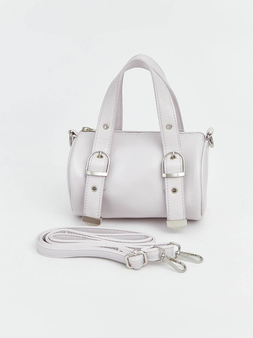 Lila Toka Detaylı Deri Görünümlü Kadın Omuz Çantası-1