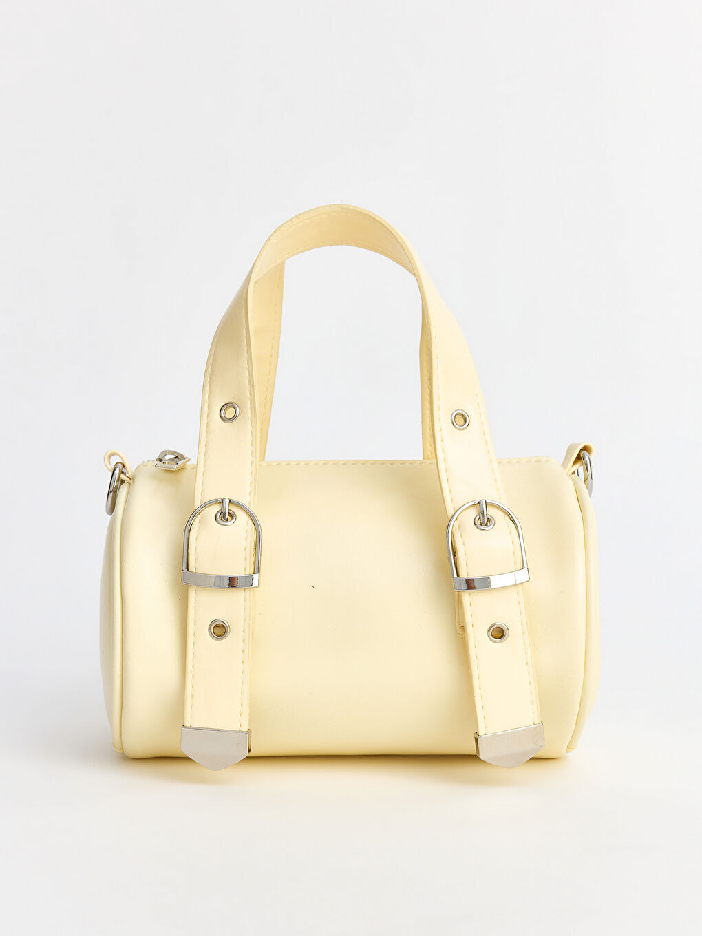 Sarı Toka Detaylı Deri Görünümlü Kadın Omuz Çantası-1