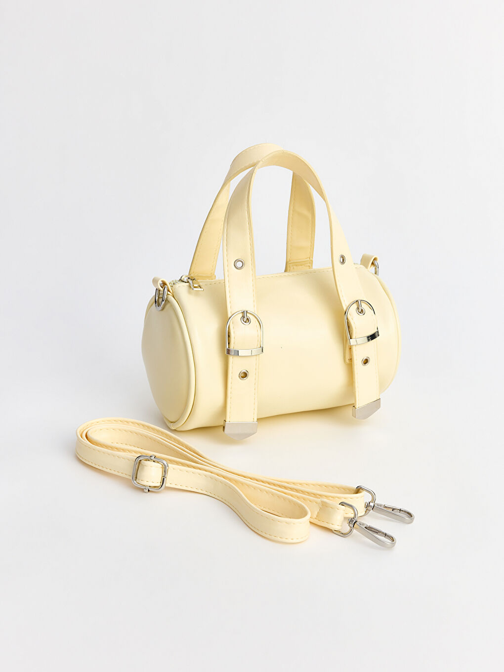 Sarı Toka Detaylı Deri Görünümlü Kadın Omuz Çantası-2