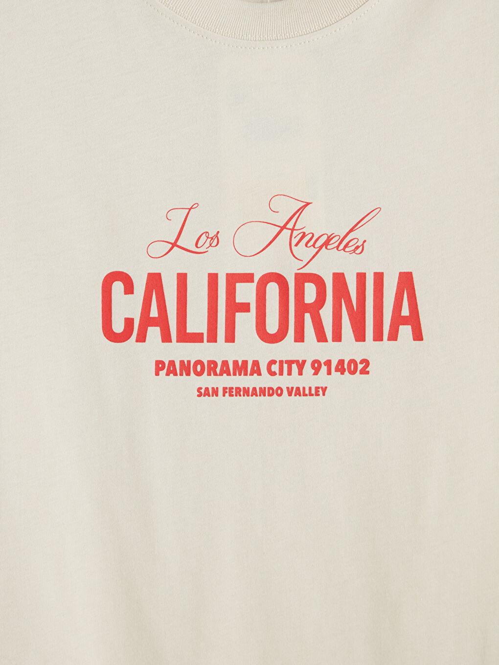 Pembe Bisiklet Yaka Los Angeles Baskılı Kadın Tişört-2