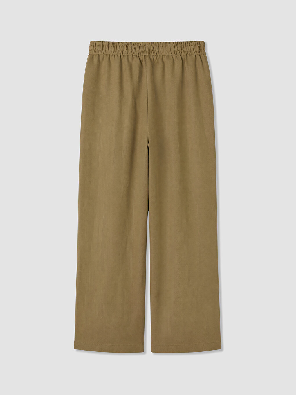 Bej Beli Lastikli %100 Keten Kadın Pantolon-2