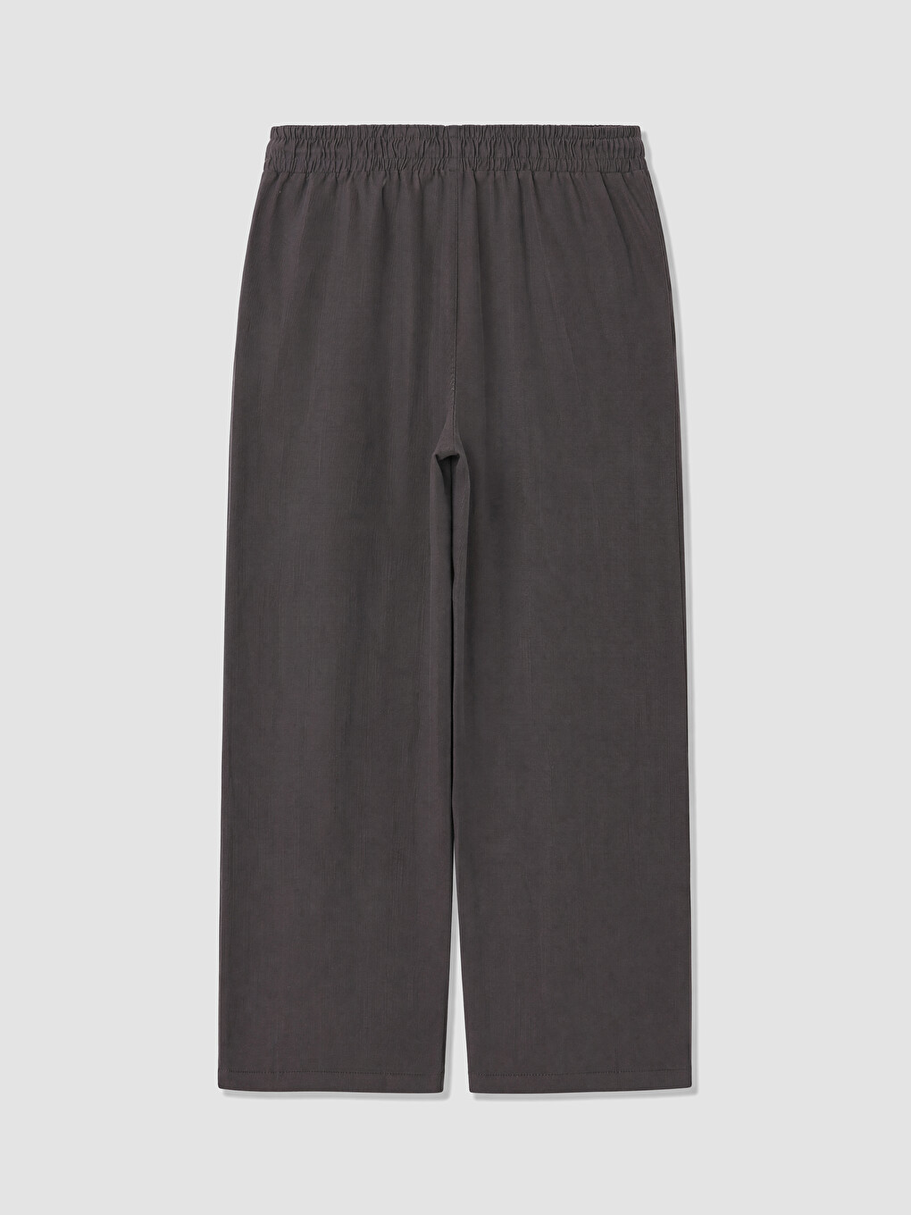 Gri Beli Lastikli Kadın %100 Keten Pantolon-2