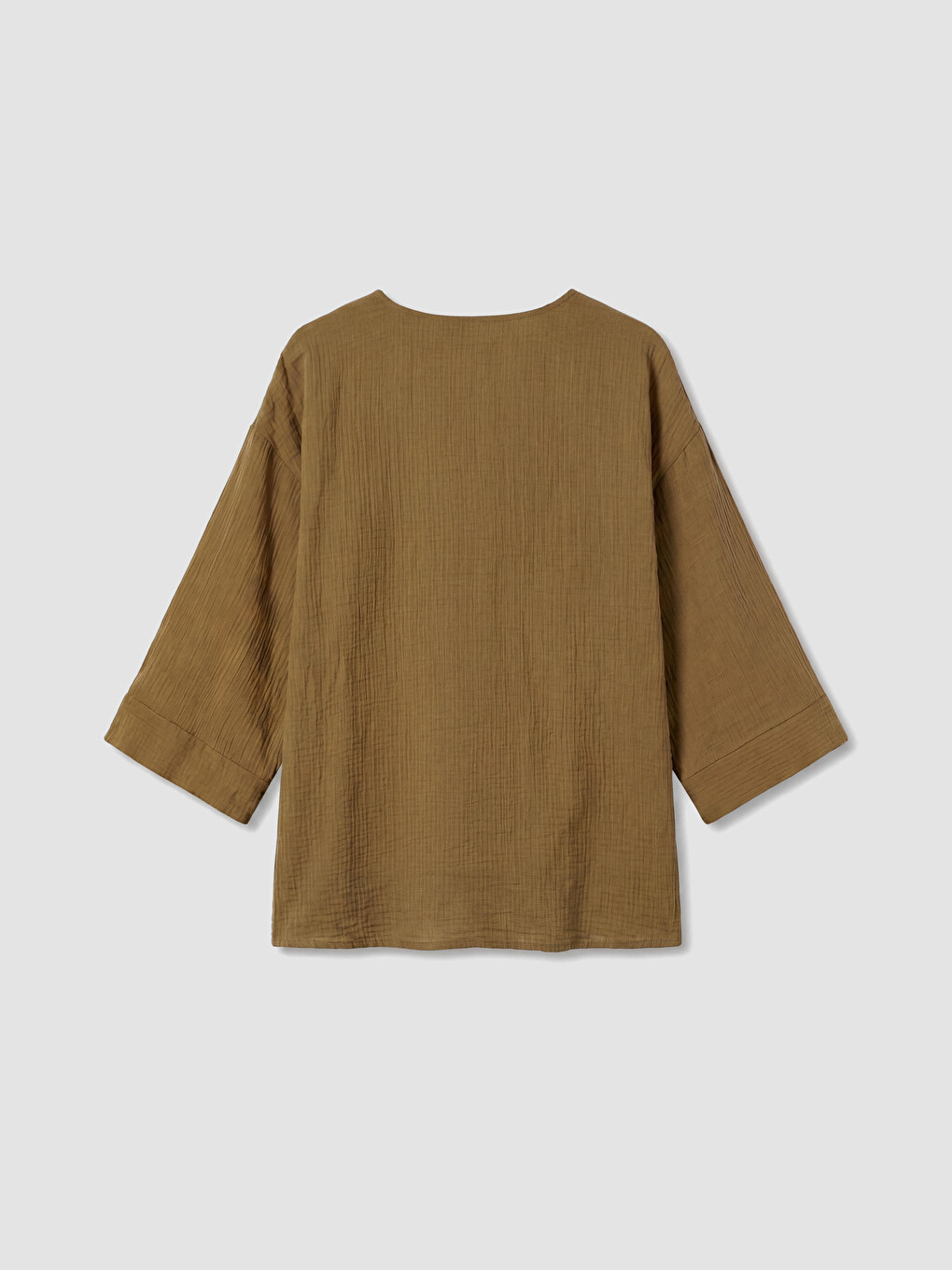 Yeşil Kruvaze Yaka Müslin Oversize Kadın Kimono-2