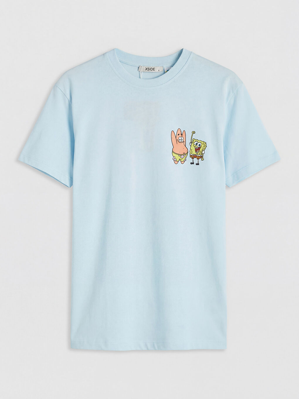 Mavi Bisiklet Yaka Sünger Bob Baskılı Kadın Tişört-4