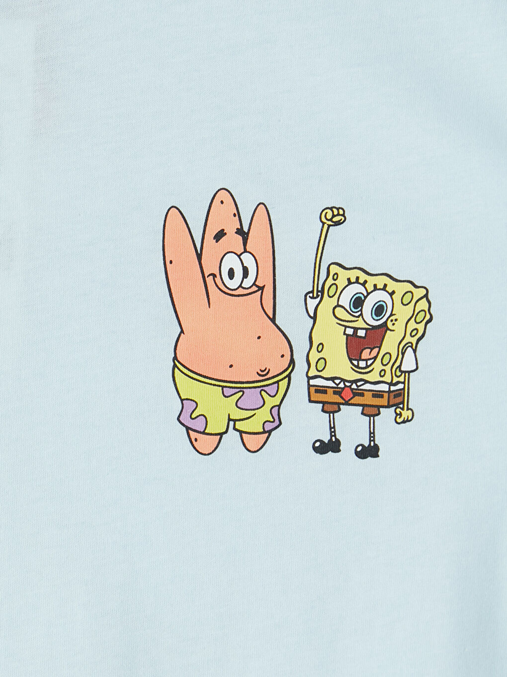 Mavi Bisiklet Yaka Sünger Bob Baskılı Kadın Tişört-6
