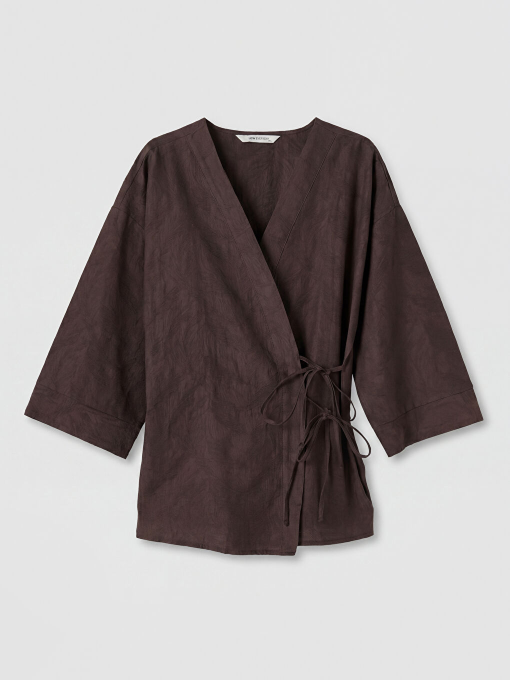 Kahverengi Kruvaze Yaka Oversize Kadın Kimono-4