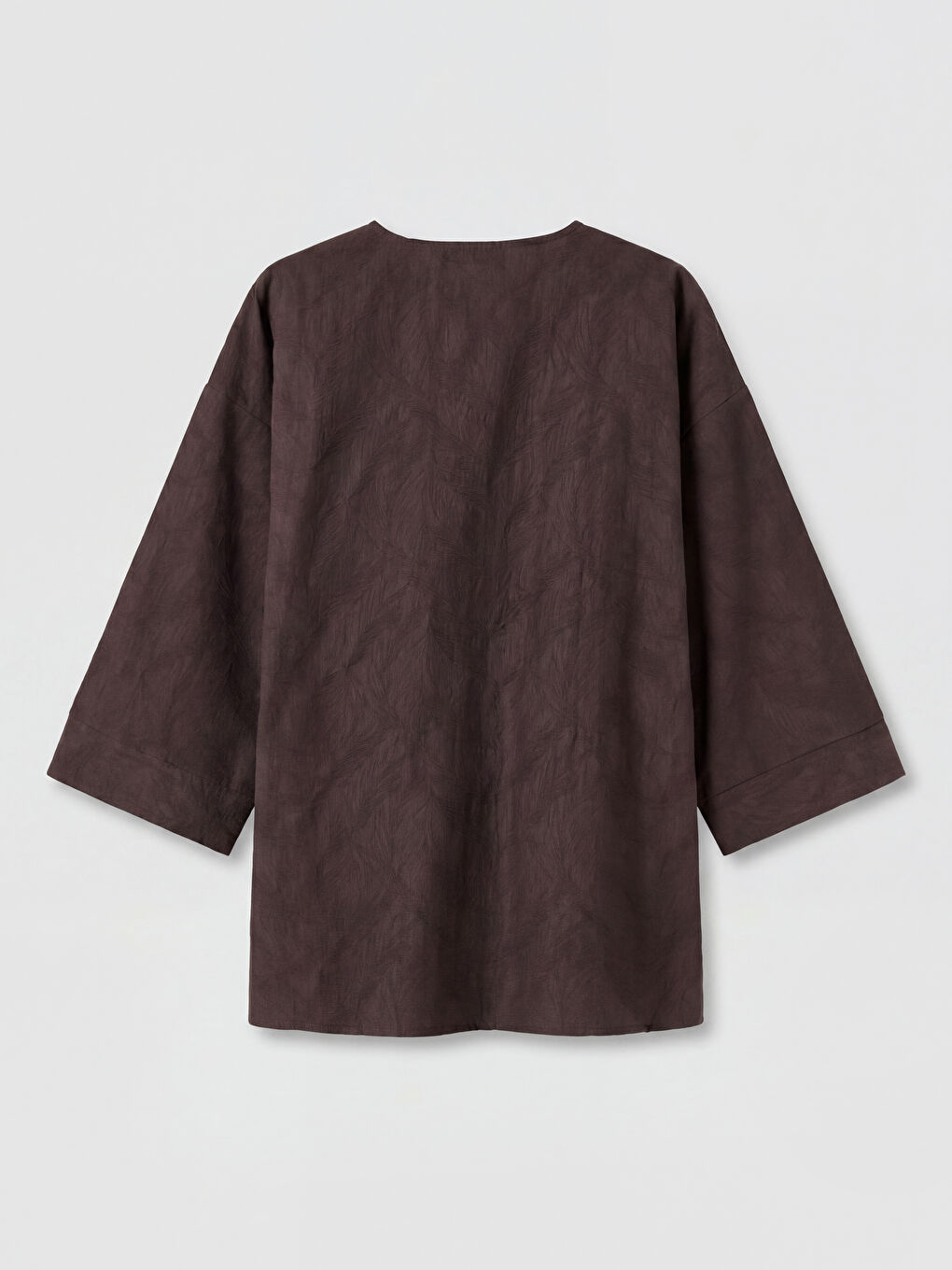 Kahverengi Kruvaze Yaka Oversize Kadın Kimono-5