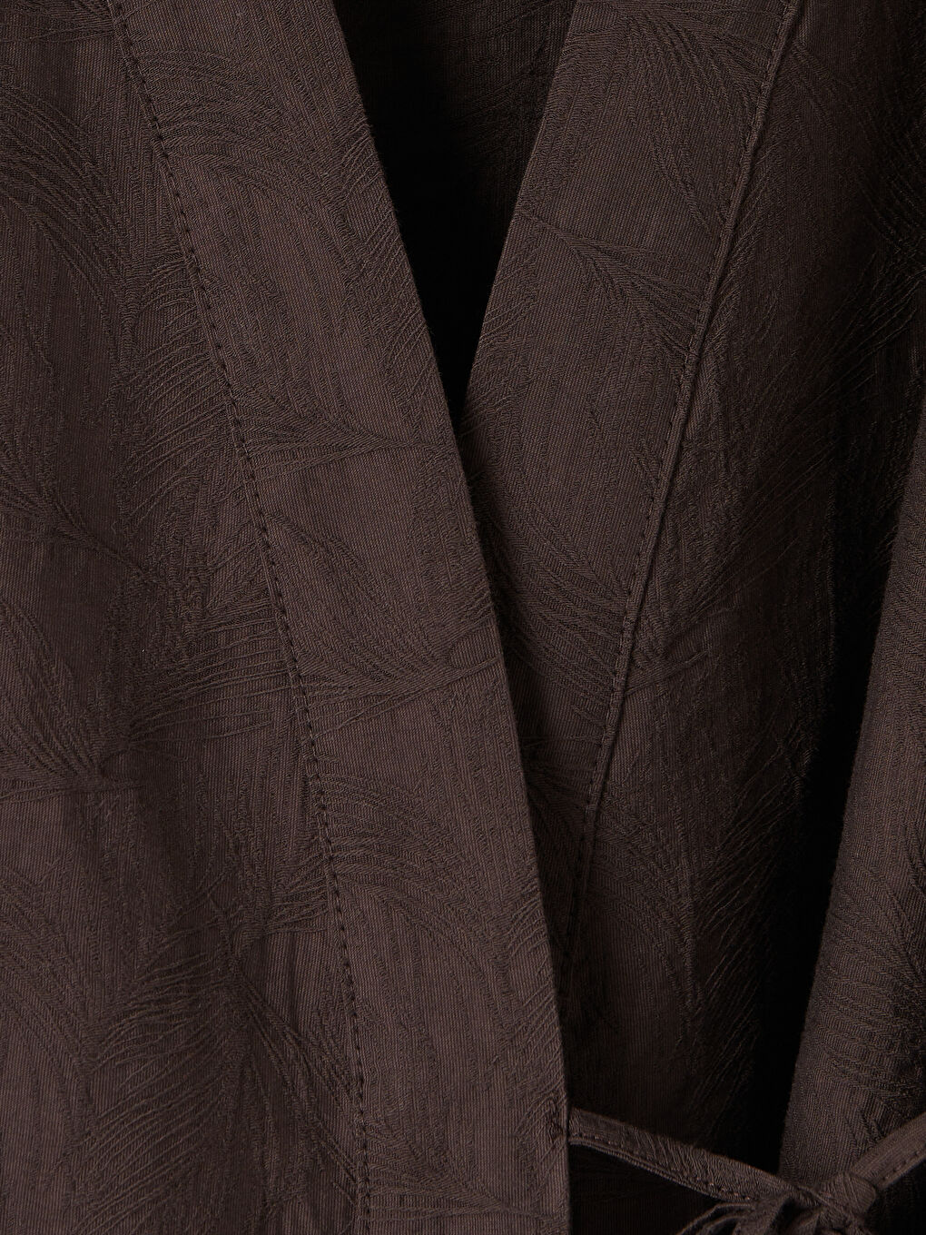 Kahverengi Kruvaze Yaka Oversize Kadın Kimono-6