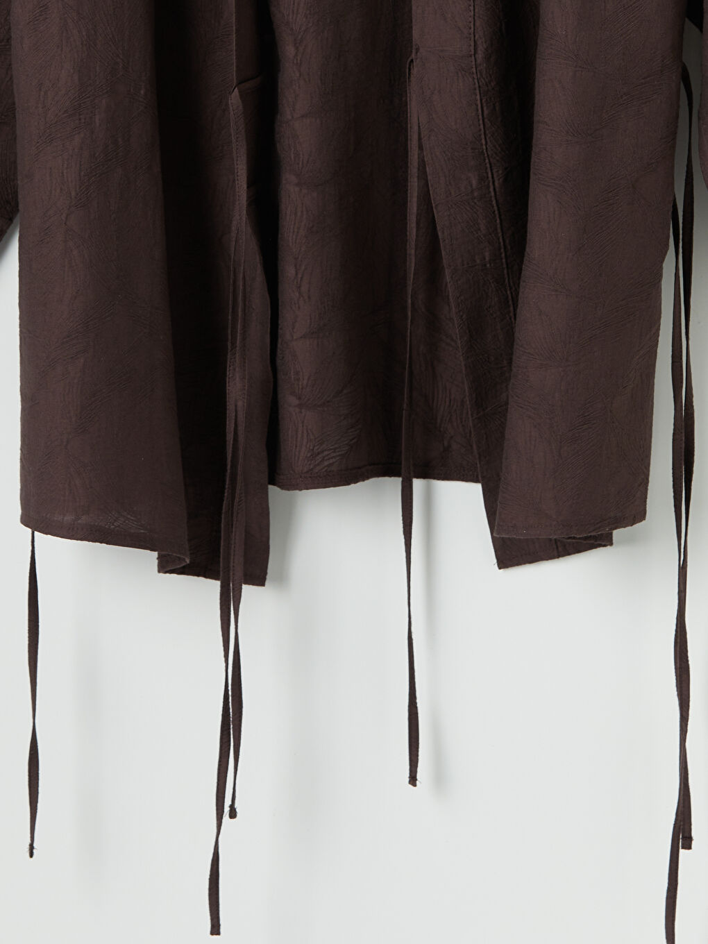 Kahverengi Kruvaze Yaka Oversize Kadın Kimono-7