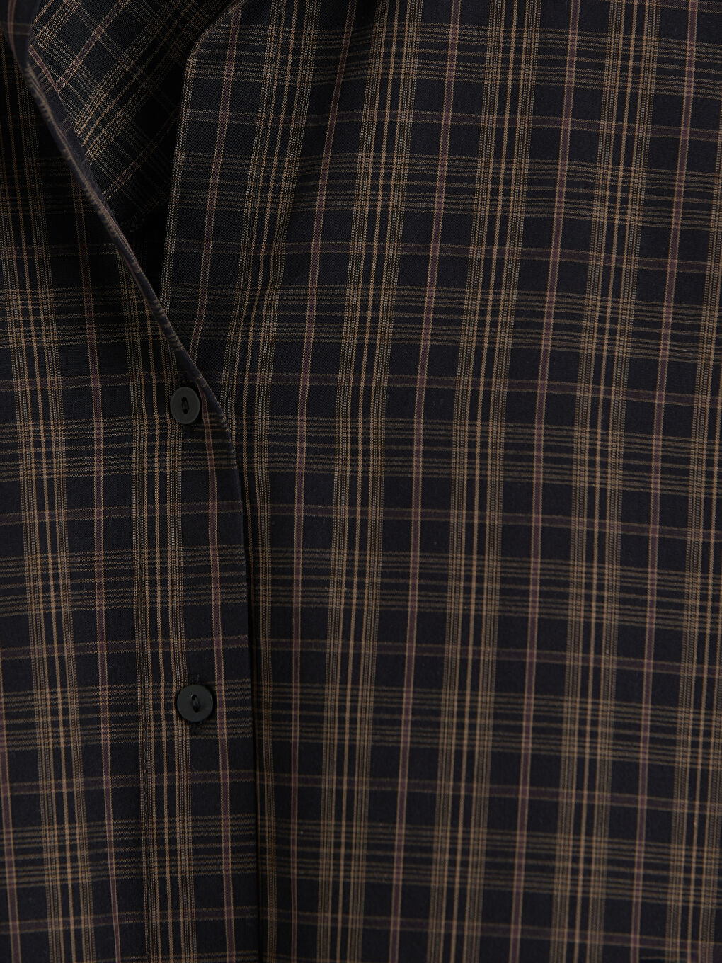 Kahverengi Ekose Oversize Kadın Gömlek-2