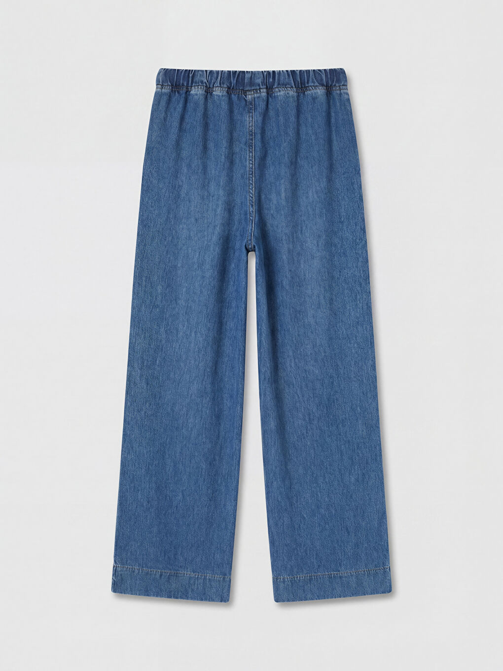 İndigo Beli Lastikli Wideleg Kadın Jean Pantolon-1