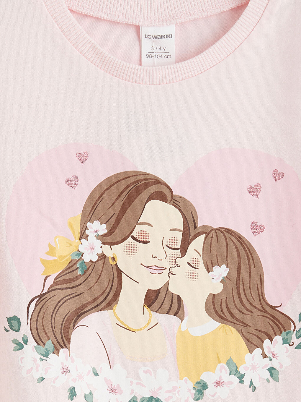 Pembe Bisiklet Yaka Baskılı Kız Çocuk Tişört-2