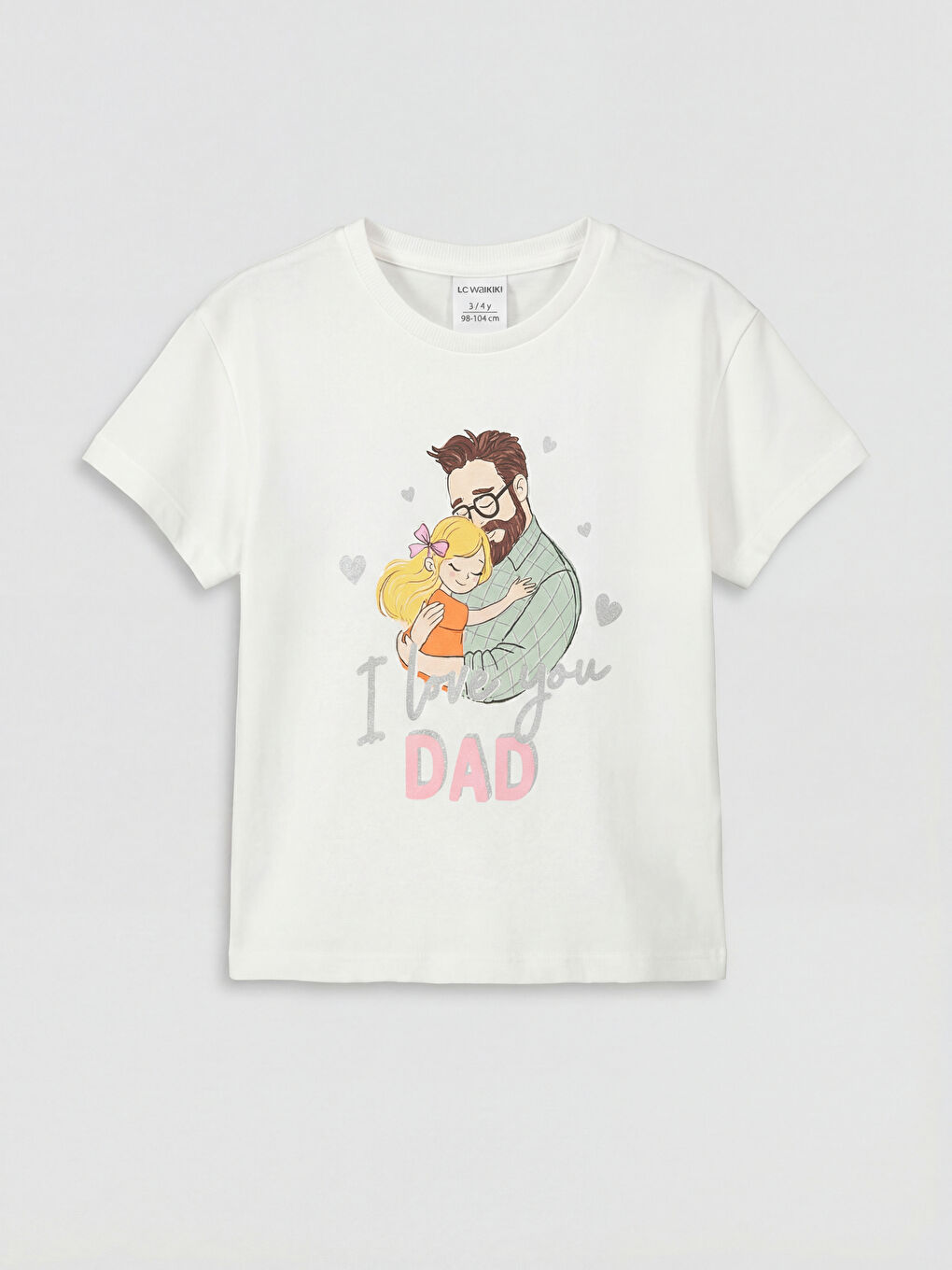 Ekru Bisiklet Yaka Baskılı Kız Çocuk Tişört