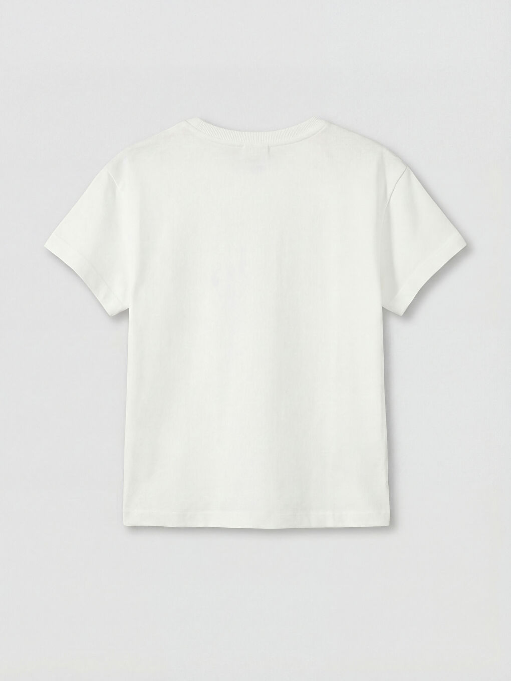 Ekru Bisiklet Yaka Baskılı Kız Çocuk Tişört-1