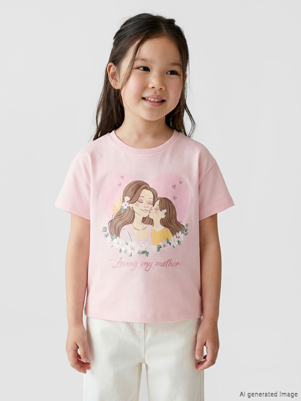 Футболка для девочек с круглым вырезом и принтом
