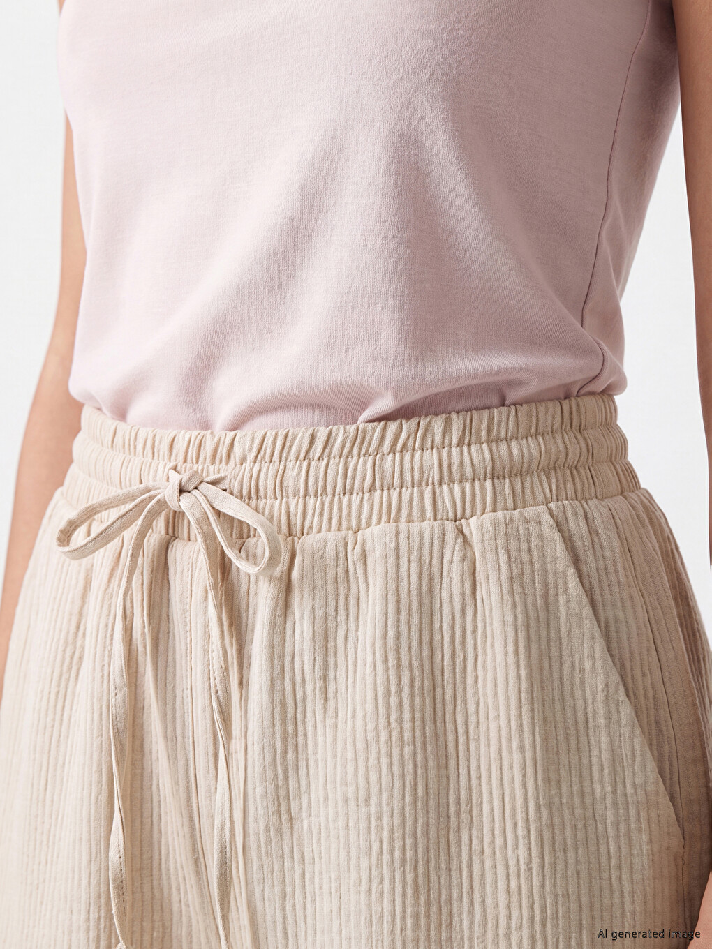 Elastic Waist Women's Muslin Shorts-2