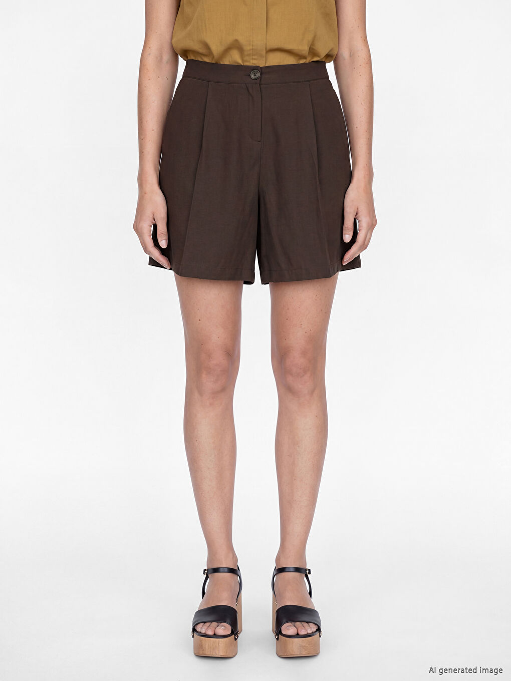 Pantaloni scurți plisati din amestec de modal pentru femei-1