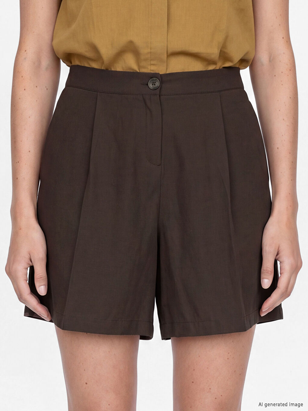 Pantaloni scurți plisati din amestec de modal pentru femei-2