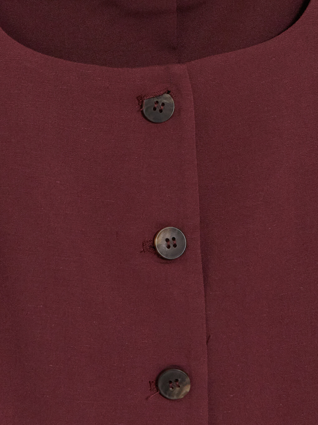 Bordo Beli Kuşaklı Keten Karışım Kadın Klasik Yelek-4