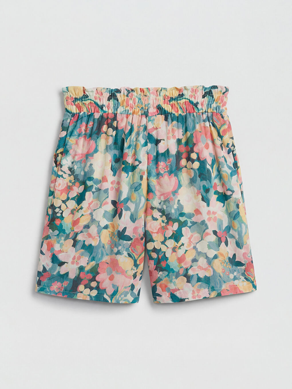 Karışık Beli Lastikli Çiçekli Kadın Şort-1