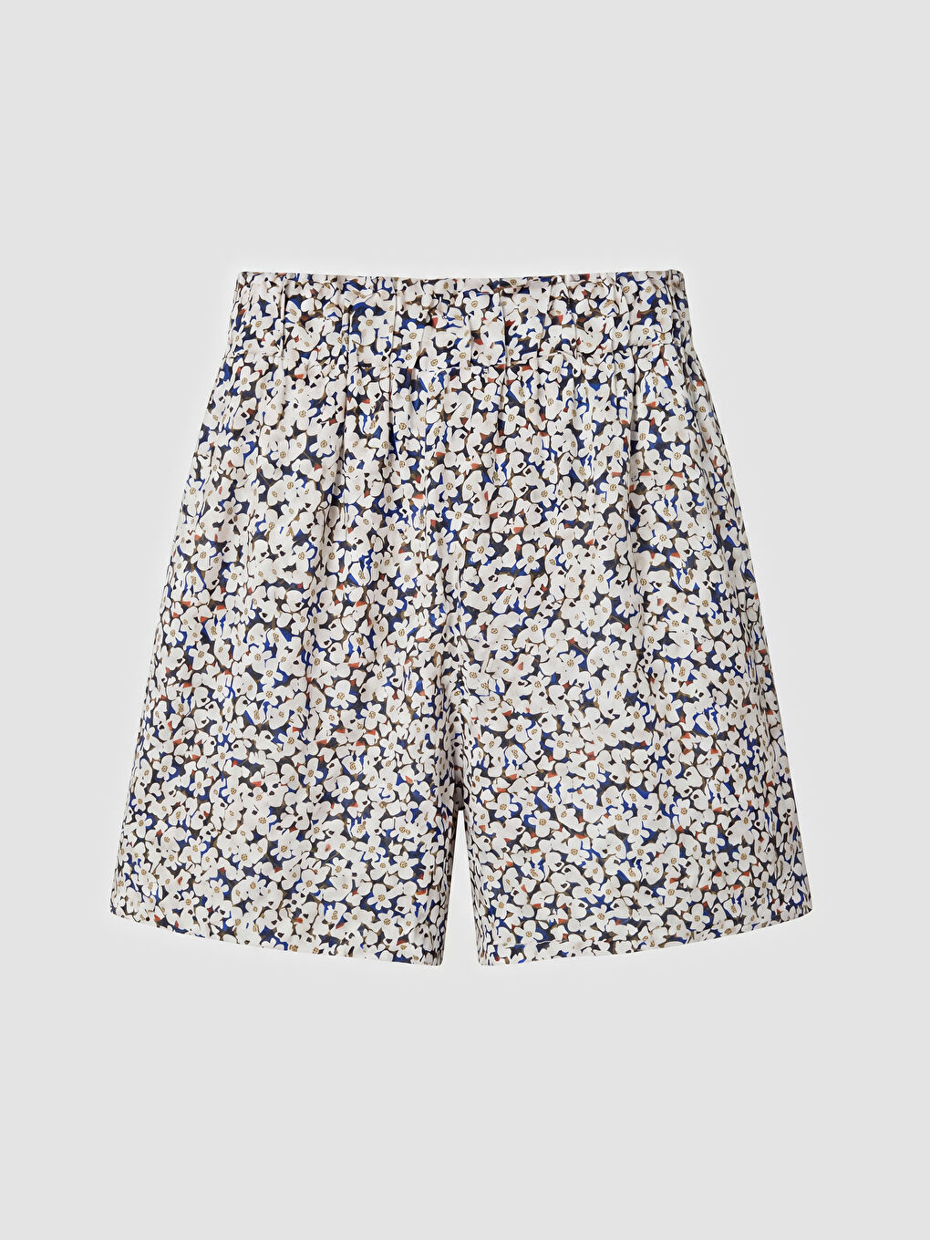 Mavi Beli Lastikli Çiçekli Kadın Şort