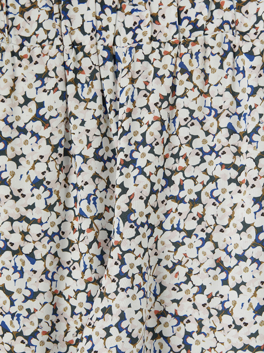 Mavi Beli Lastikli Çiçekli Kadın Şort-2