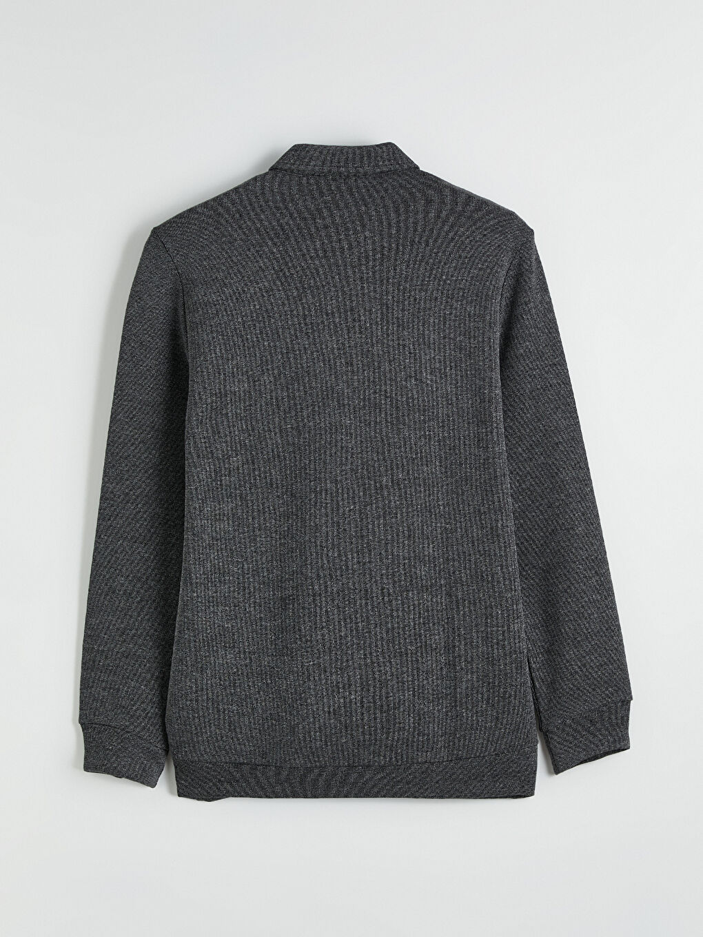 Siyah Polo Yaka Desenli Erkek Sweatshirt-6