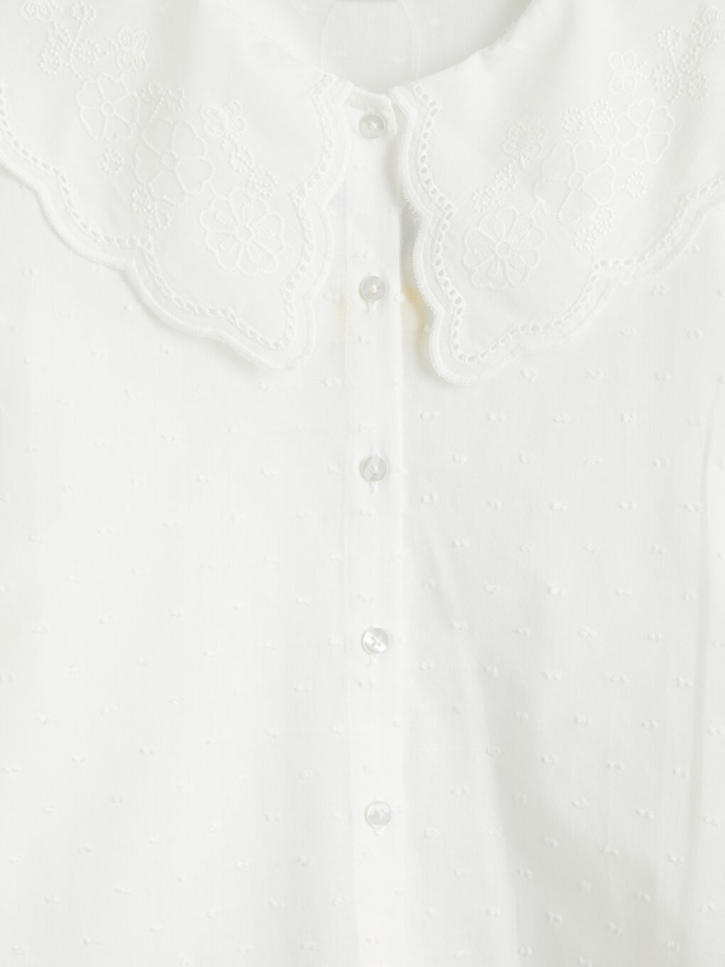 Ekru Bebe Yaka Nakışlı Kız Çocuk Gömlek-2