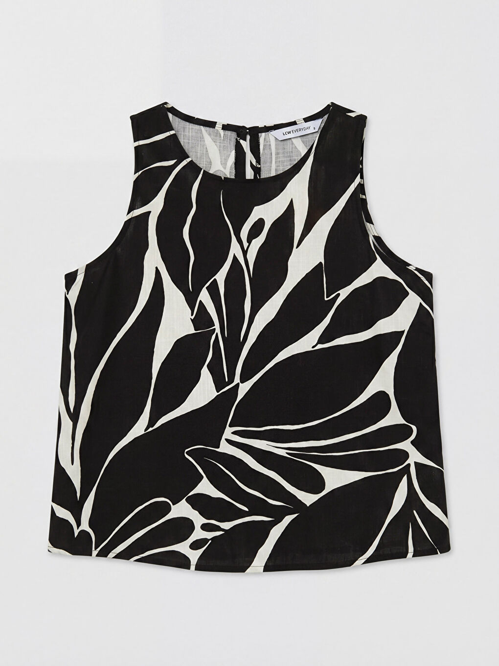 Siyah Bisiklet Yaka Desenli Bluz