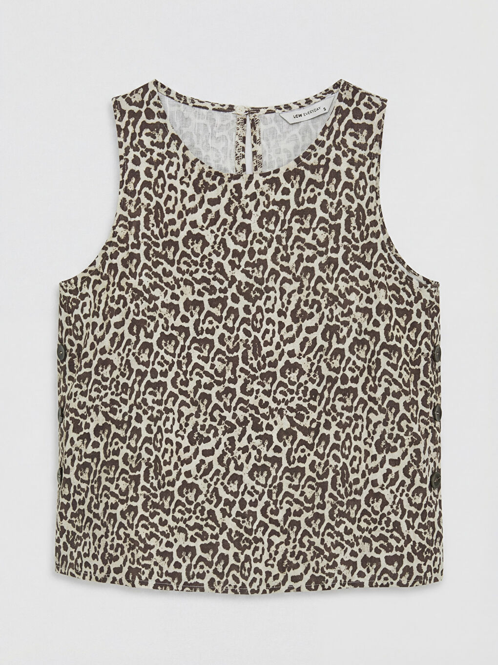 Kahverengi Bisiklet Yaka Leopar Desenli Bluz-4