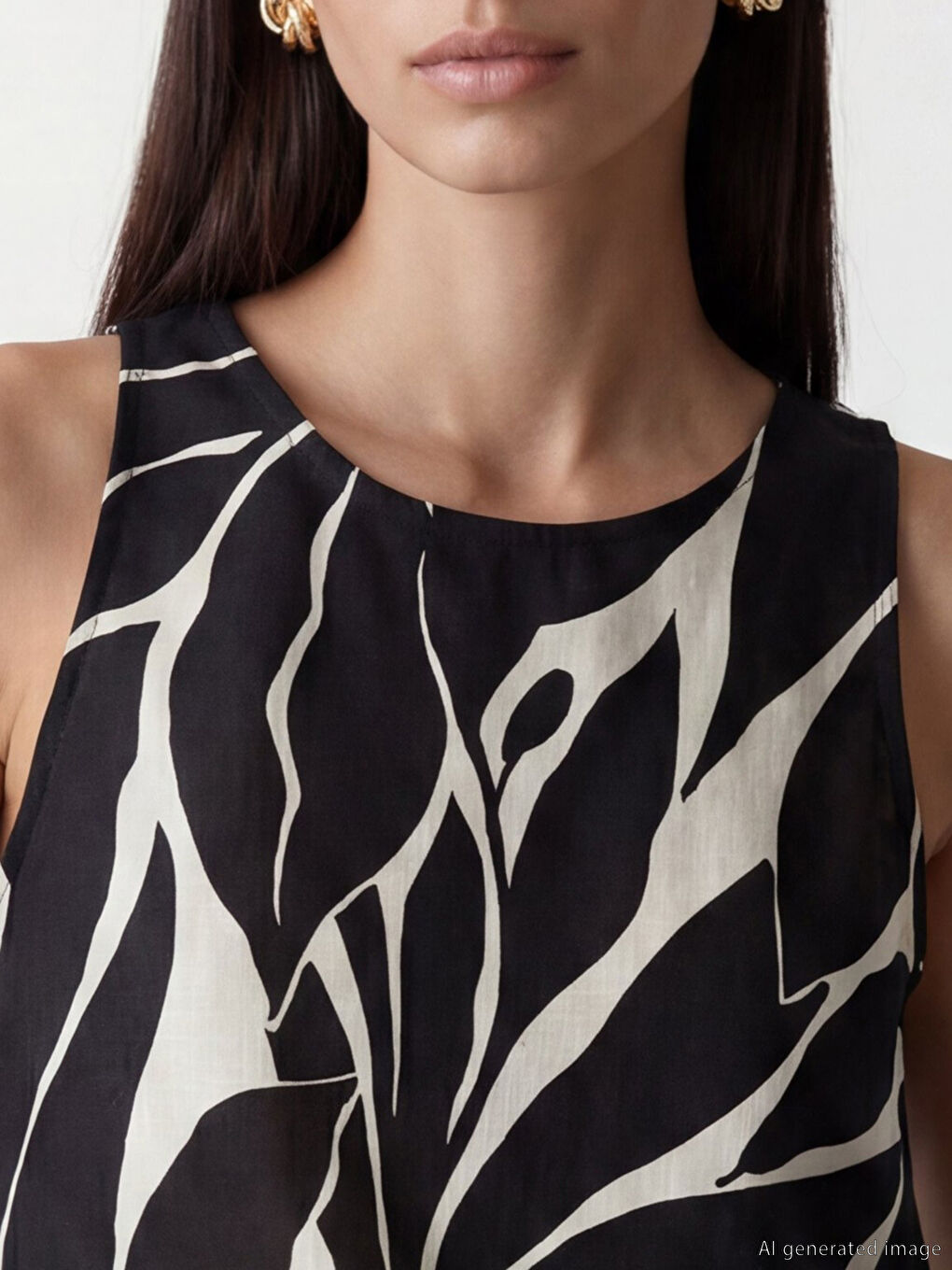 Crew Neck Patterned Blouse-2