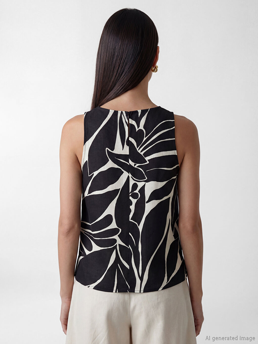 Crew Neck Patterned Blouse-3