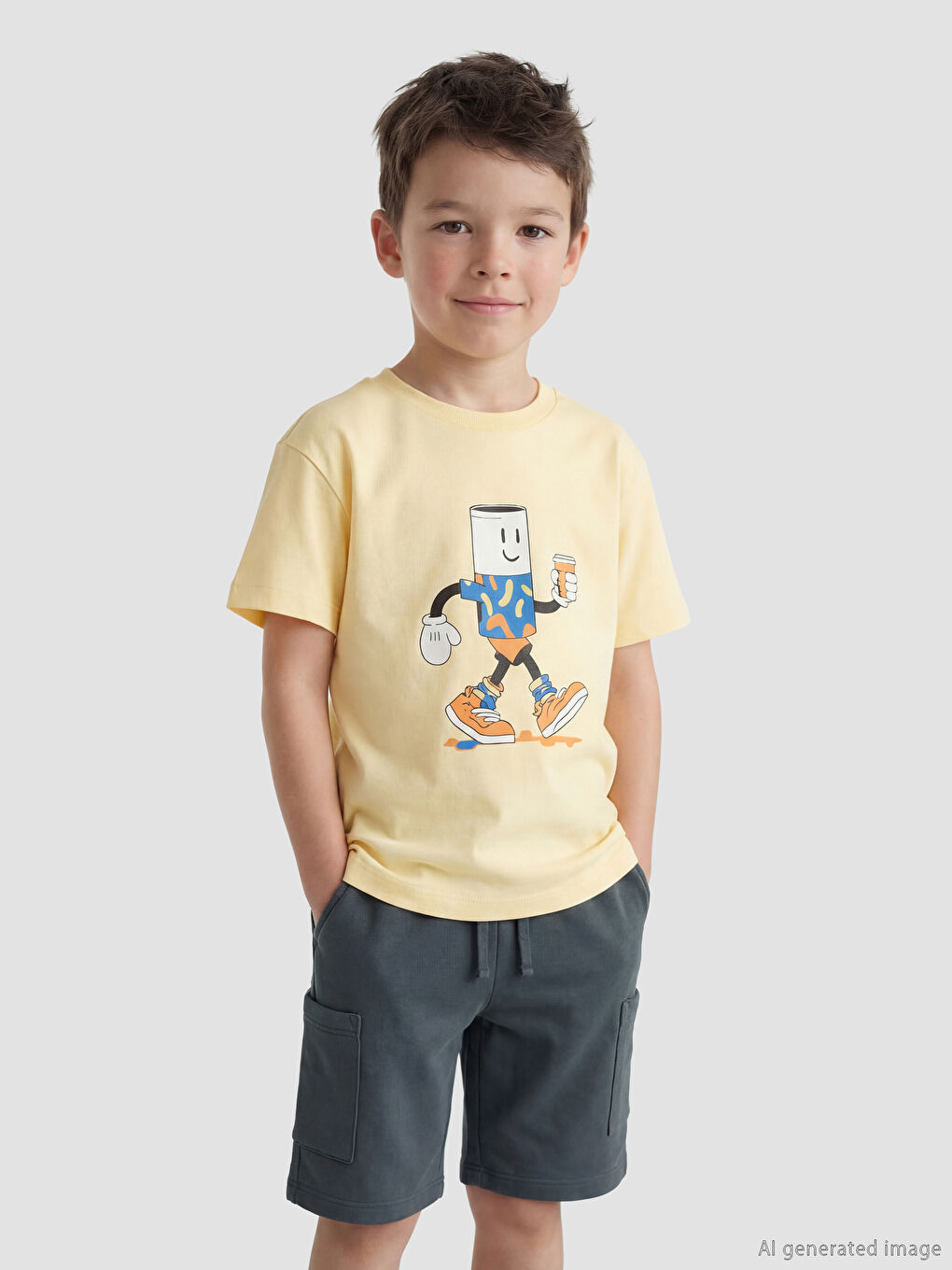 Antrasit Erkek Çocuk Kargo Cepli Şort