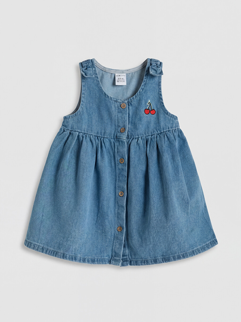 İndigo Nakışlı Kız Bebek Jean Elbise