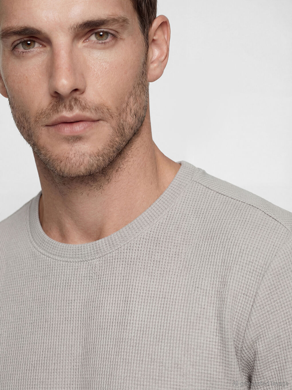 Gri Bisiklet Yaka Erkek Tişört-2