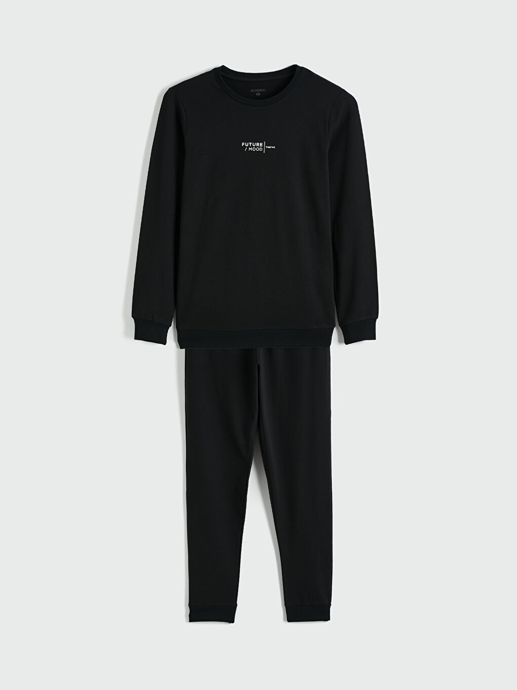 Siyah Standart Kalıp Baskılı Erkek Pijama Takım