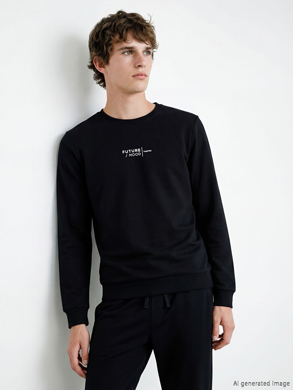 Siyah Standart Kalıp Baskılı Erkek Pijama Takım