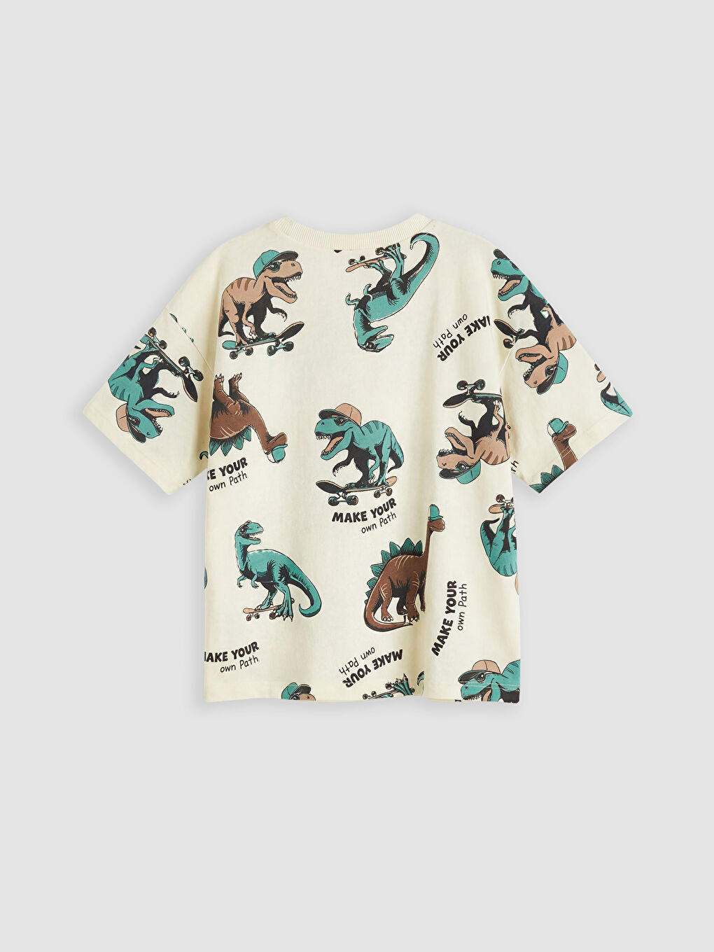 Bej Baskılı Erkek Çocuk Tişört ve Şort-2