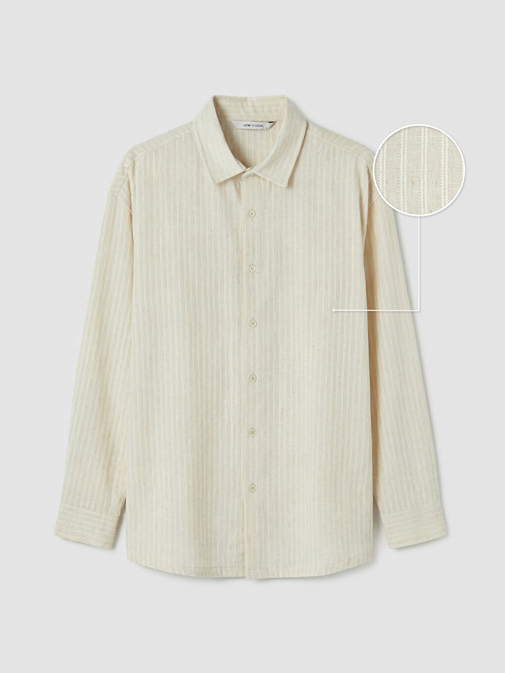 Beyaz Regular Fit Çizgili Dokulu Erkek Gömlek