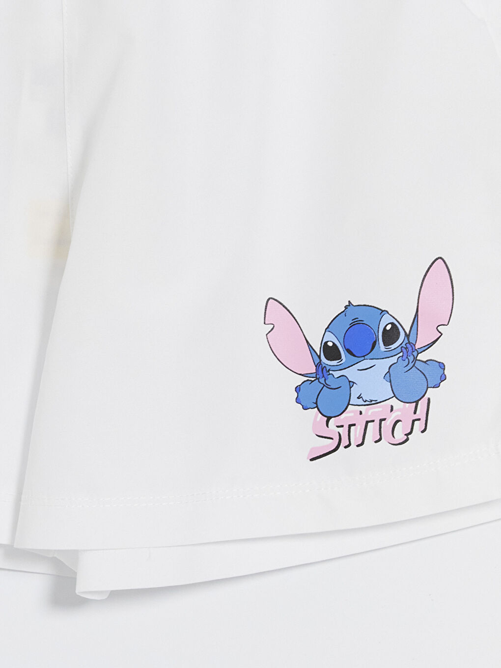 Beyaz Stitch Baskılı Kız Çocuk Deniz Şortu-2