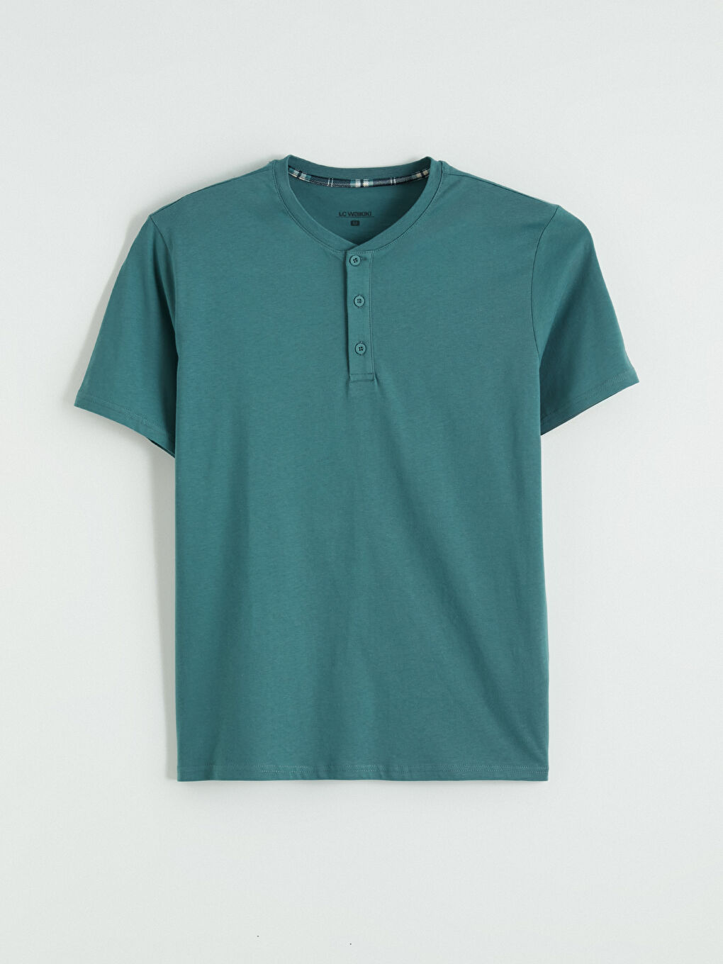 Yeşil Henley Yaka Kısa Kollu Erkek Pijama Üstü