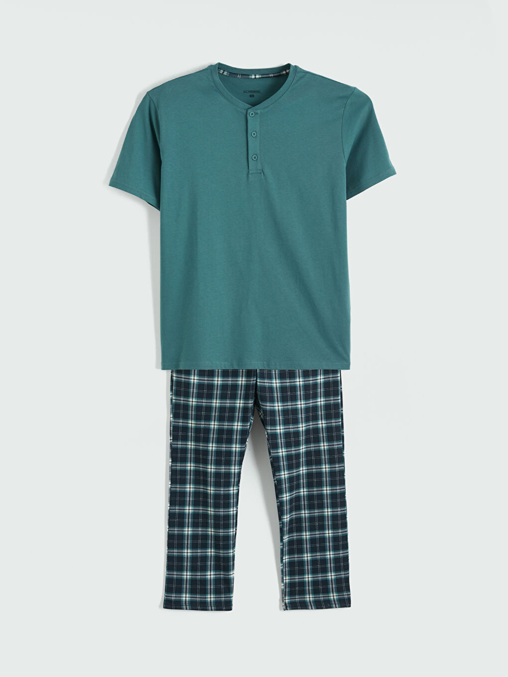 Yeşil Standart Kalıp Ekose Erkek Pijama Takımı