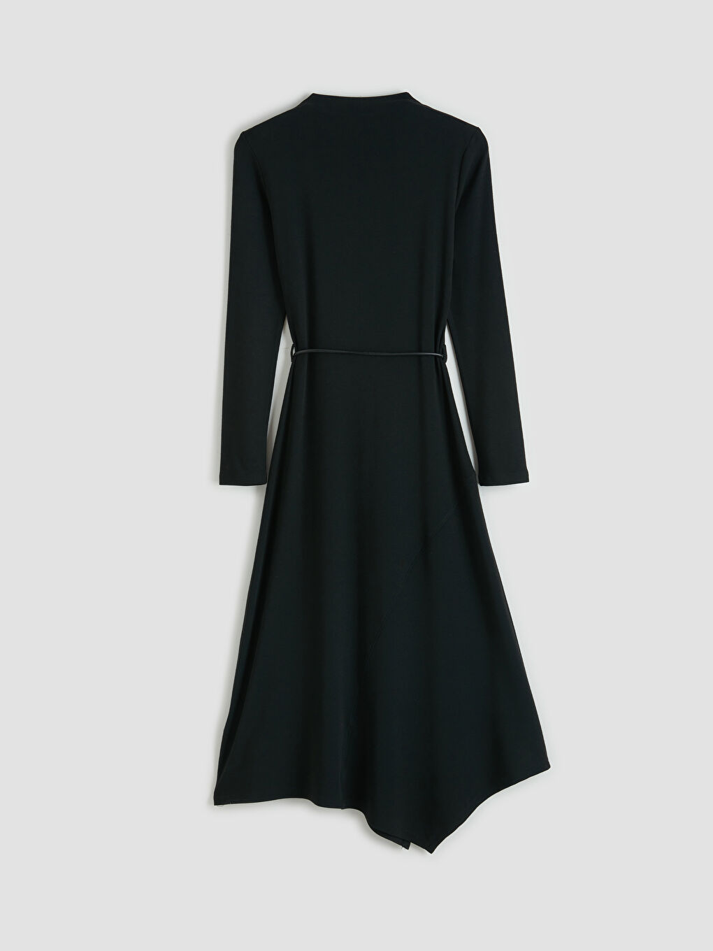 Siyah Dik Yaka Beli Kemerli A Kesim Elbise-1