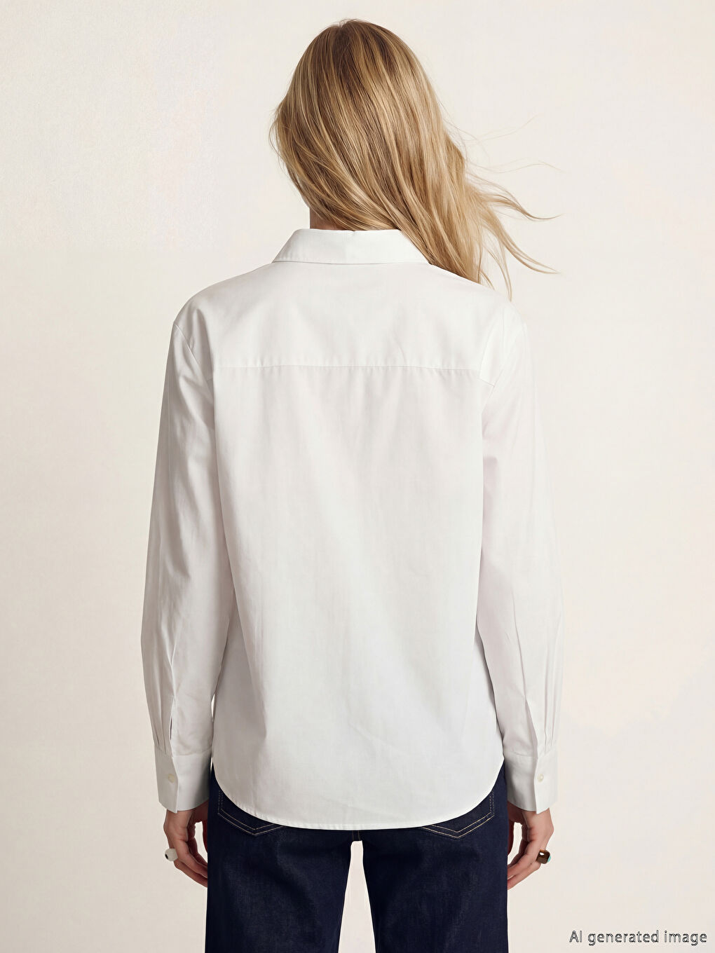 Beyaz Fular Yakalı Kadın Gömlek-3