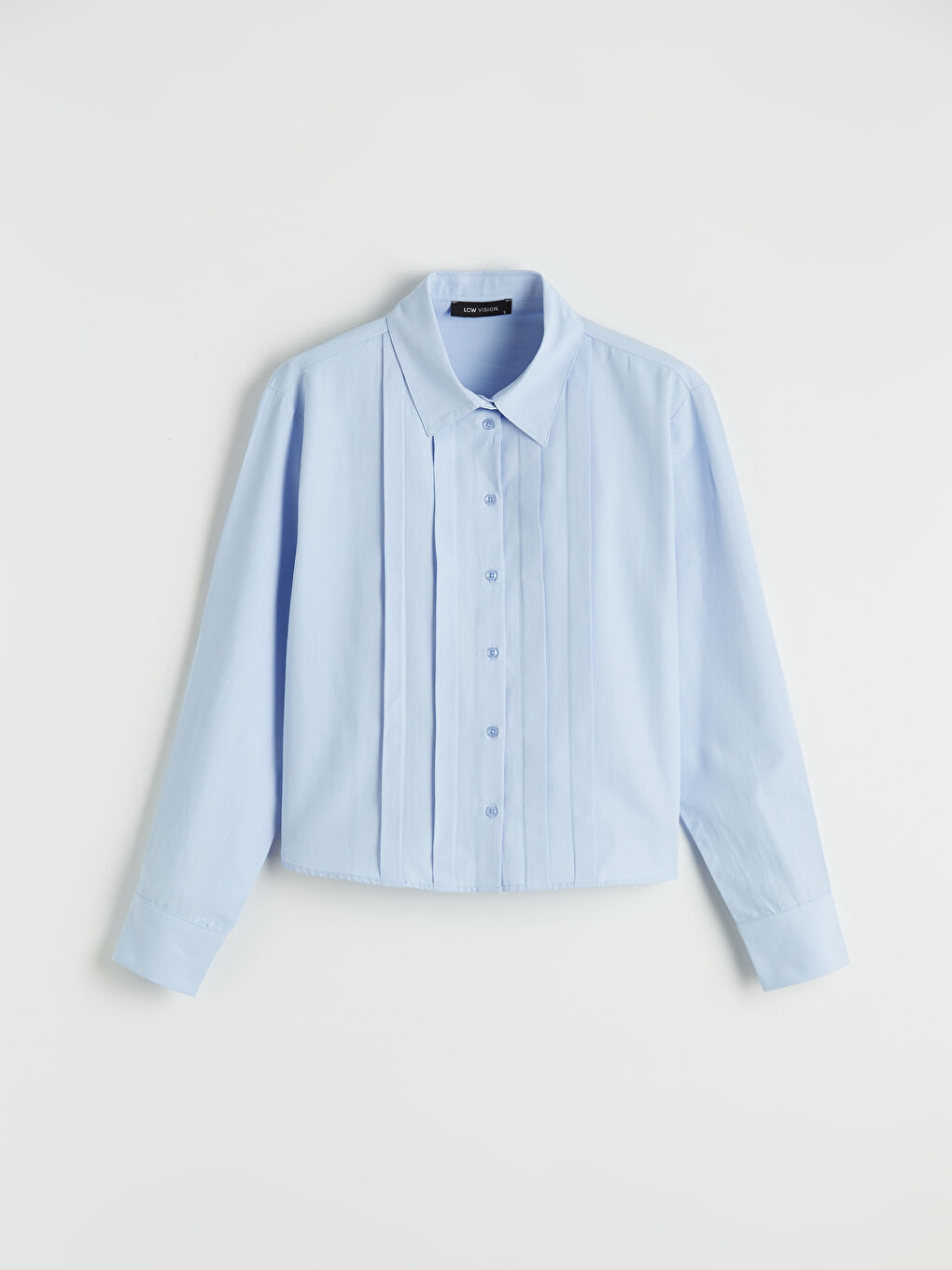 Mavi Kravat Detaylı Kadın Gömlek-5