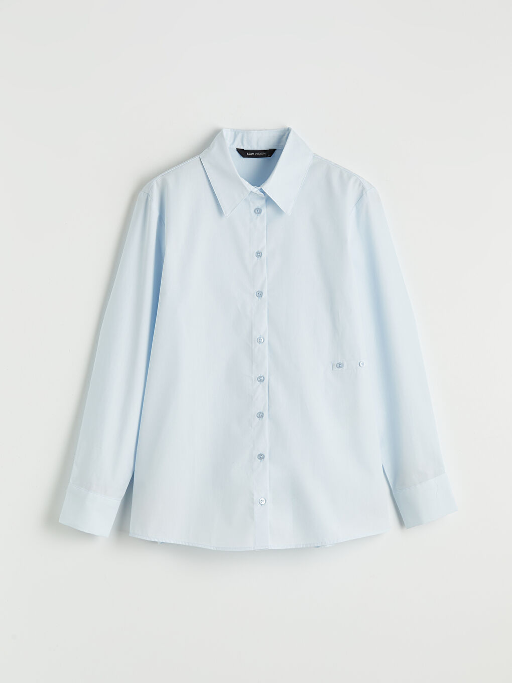 Mavi Kruvaze Detaylı Kadın Gömlek-5